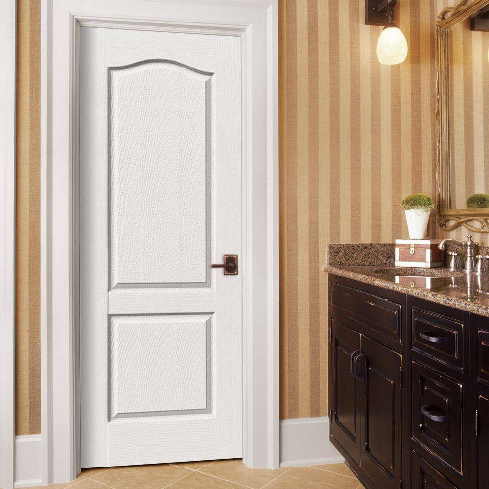 JELD-WEN 30 in. x 80 in. Camden Primed Left-Hand Textured Solid Core Molded Composite MDF Single Prehung Interior Door