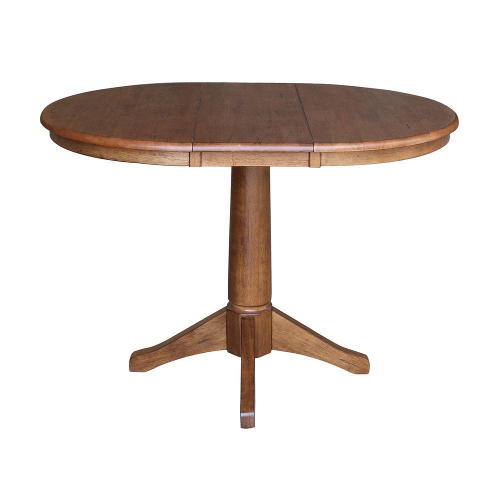 International Concepts Distressed Oak 48 in. Oval Dining Table with 4-X Back Side Chairs (5-Piece)