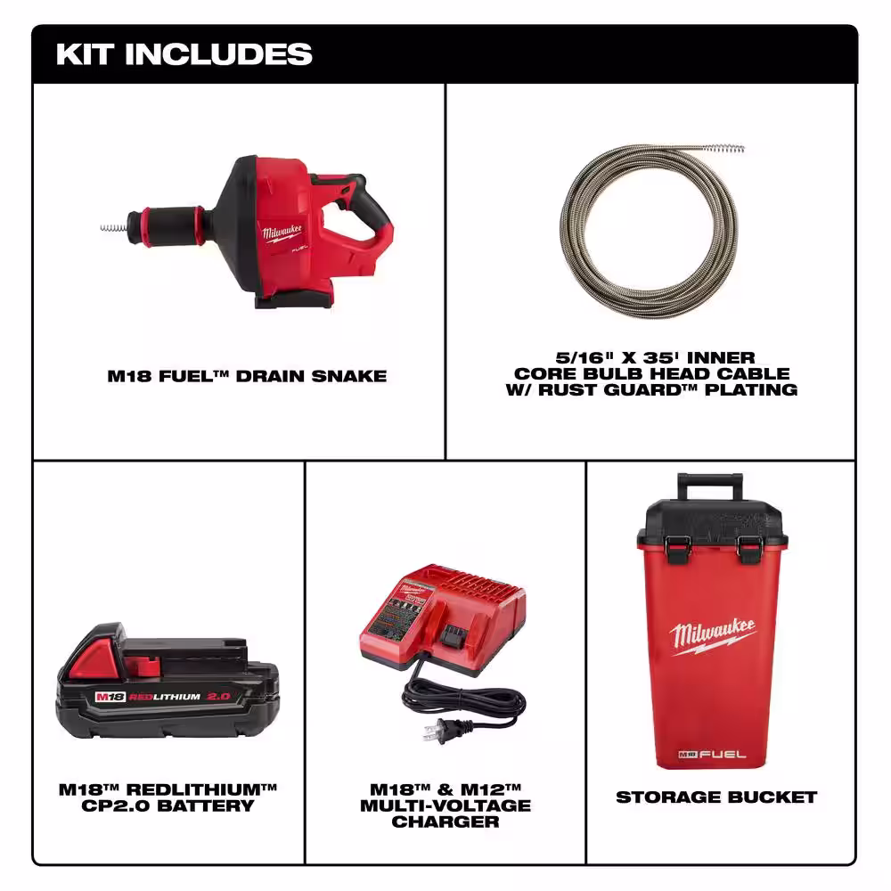 Milwaukee M18 18 Volt Lithium Ion 3/8 in. x 75 ft. Cable Cordless Drain Cleaning Drum Machine Kit w/Large Cut 1 Work Gloves (3PK)