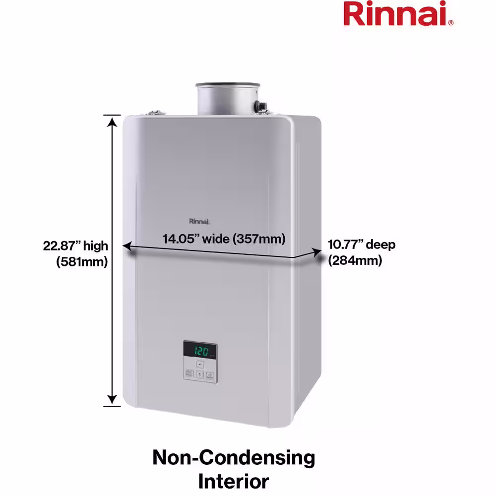 Rinnai High Efficiency Non-Condensing 8.5 GPM Residential 180,000 BTU Interior Natural Gas Tankless Water Heater