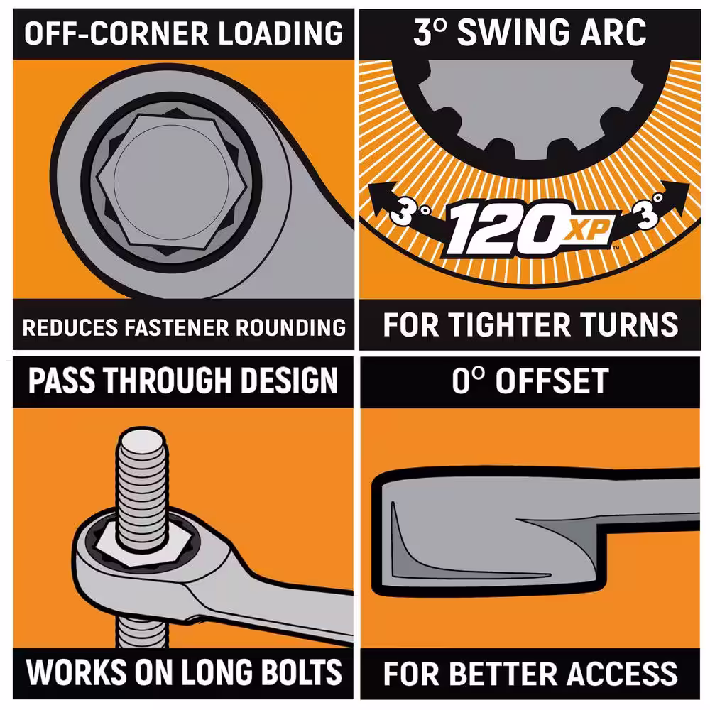 GEARWRENCH 120XP Universal Spline SAE XL Flex-Head GearBox Ratcheting Wrench Set (10-Piece)