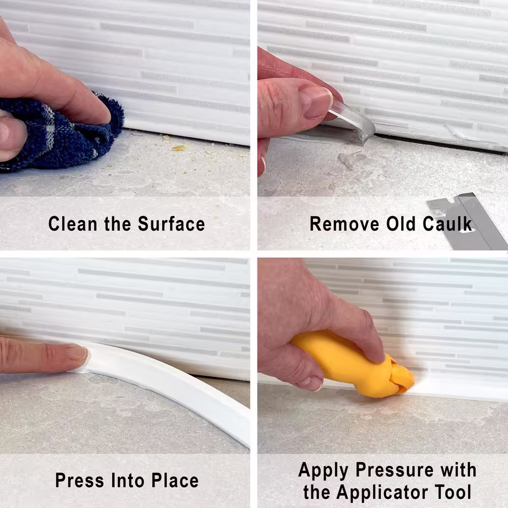 InstaTrim 1/2 in. x 20 ft. Ivory PVC Self-adhesive Flexible Caulk Trim Molding and Applicator Tool