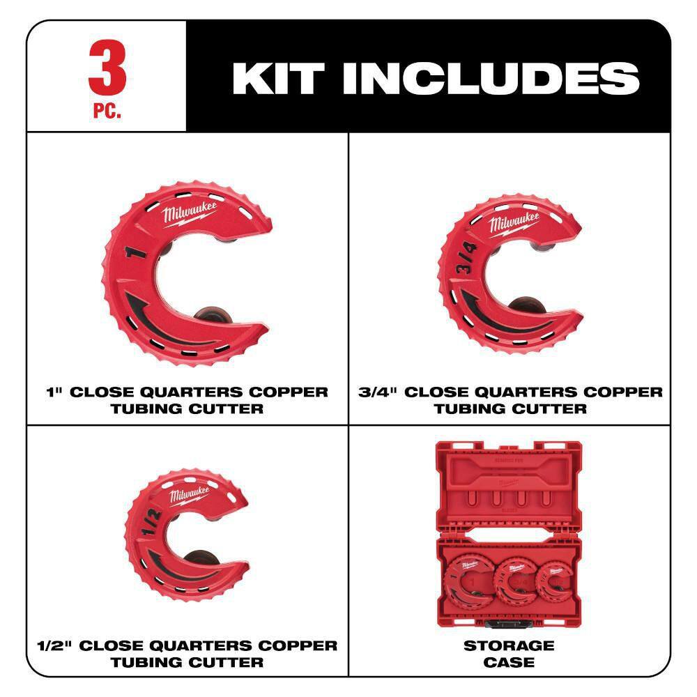 Milwaukee Close Quarters Tubing Cutter Set with 1.25 in. Basin Wrench (4-Piece)