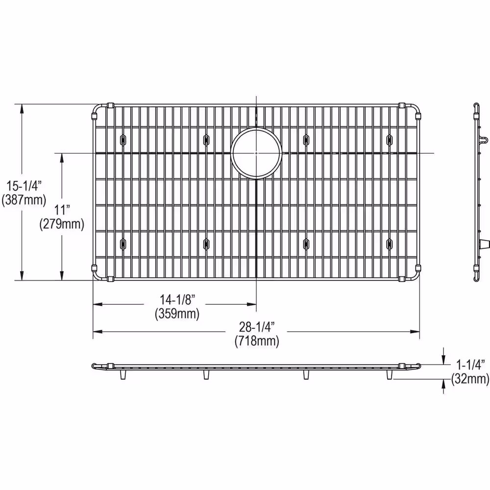 Elkay 28.25 in. x 15.25 in. Bottom Grid for Kitchen Sink in Stainless Steel