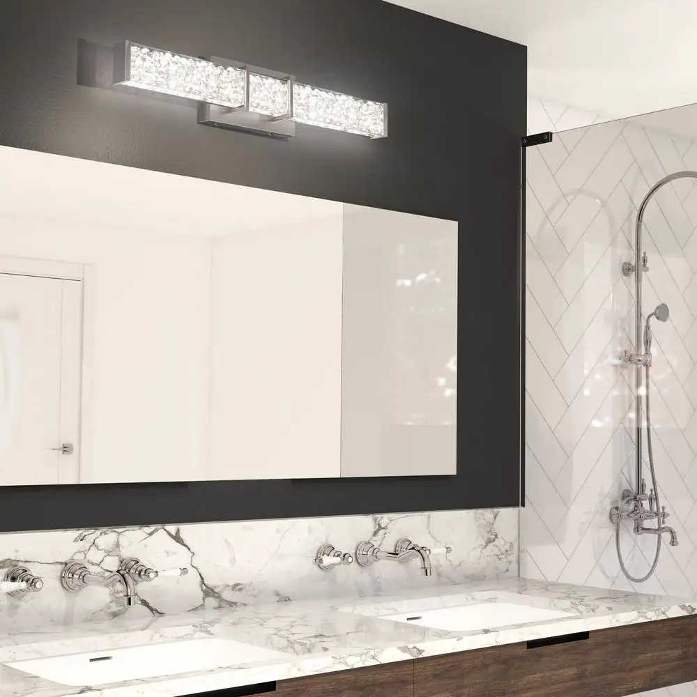 Artika Riviera 27 in. 1-Light Brushed Nickel Modern Integrated LED Vanity Light Bar for Bathroom