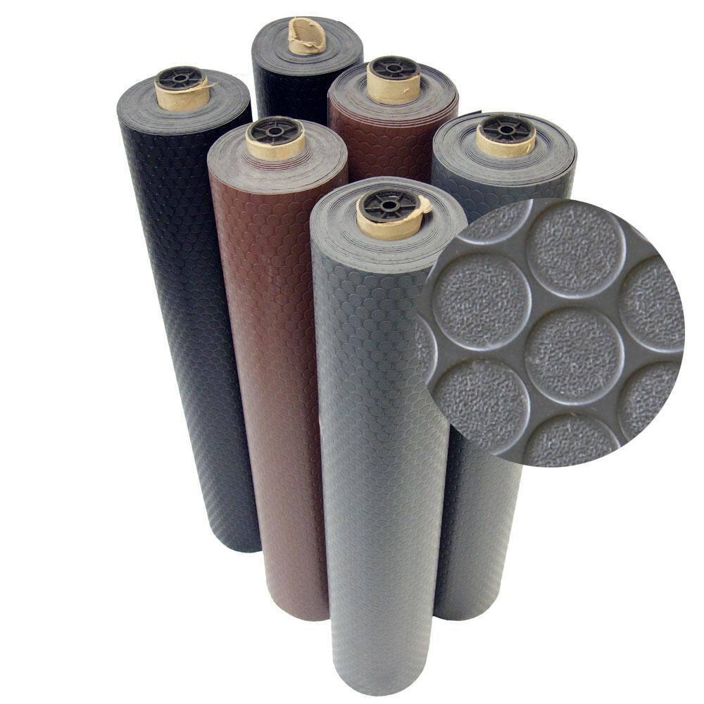 Rubber-Cal Coin Grip 4 ft. x 15 ft. Black Commercial Grade PVC Flooring