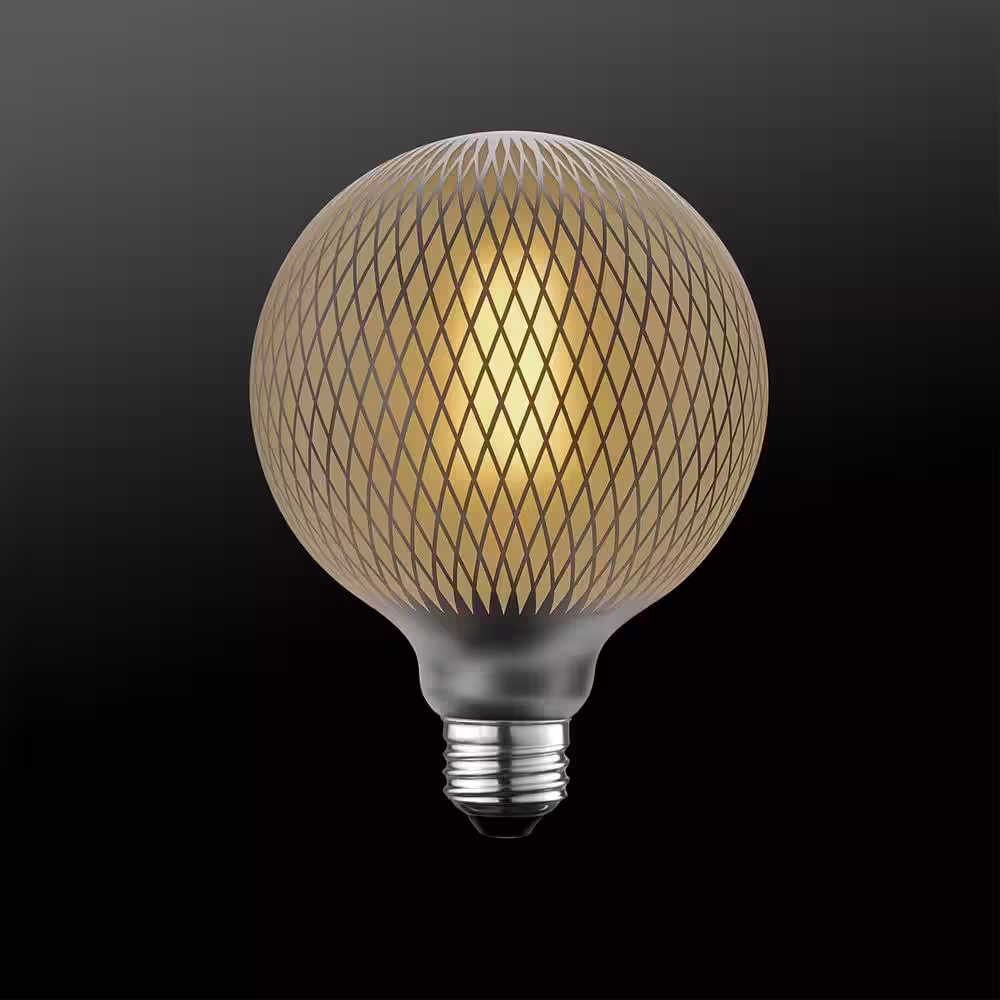 Globe Electric Moderna 40-Watt Equivalent E26 Base G40 Shape Oversized Frosted Filament LED Light Bulb, Silver Diamond Design