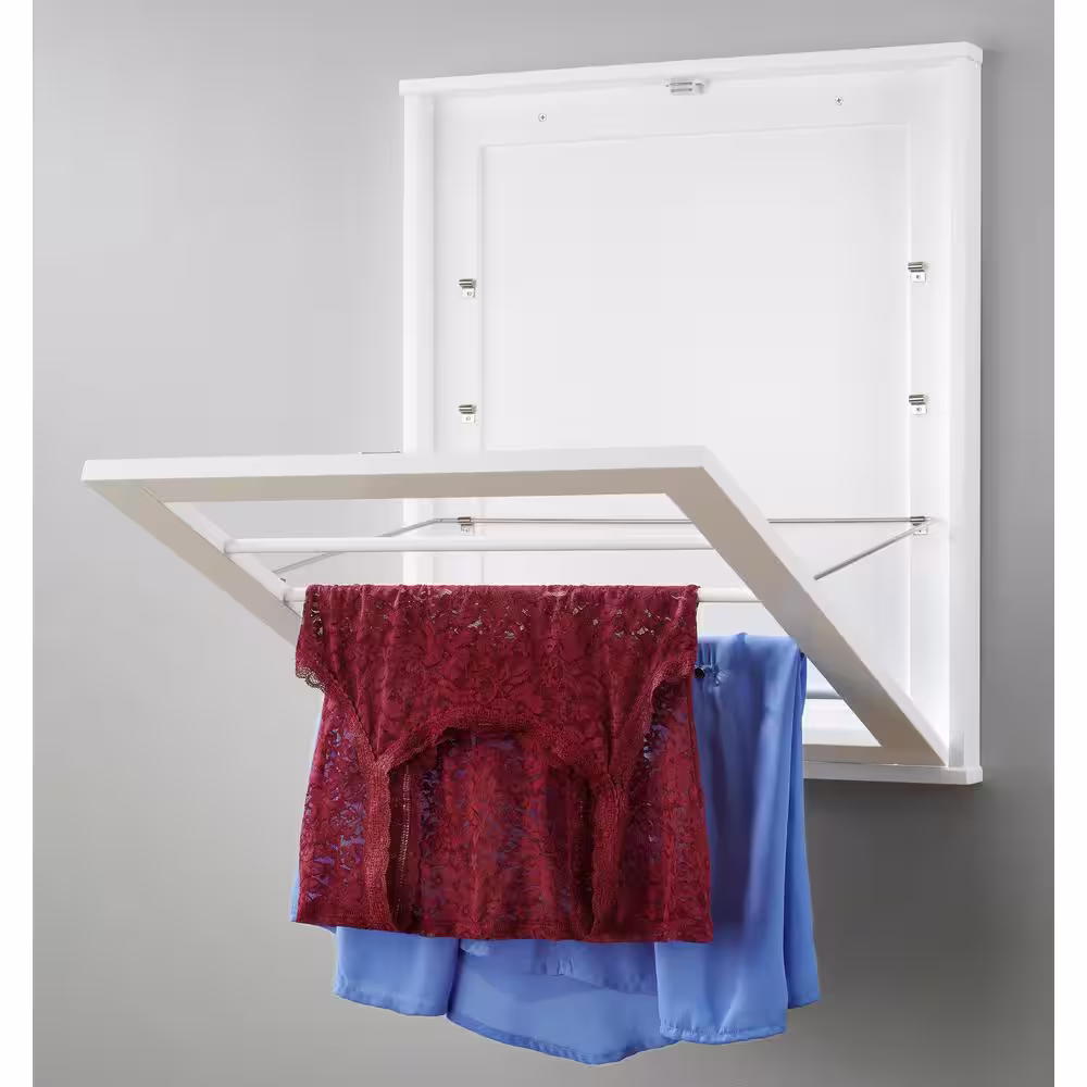 None 23 in. x 27 in. Drying Rack -White Wood