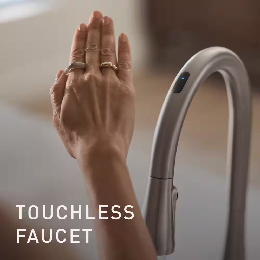 MOEN Sto Single-Handle Smart Touchless Pull Down Sprayer Kitchen Faucet with Voice Control and Power Clean in Brushed Gold