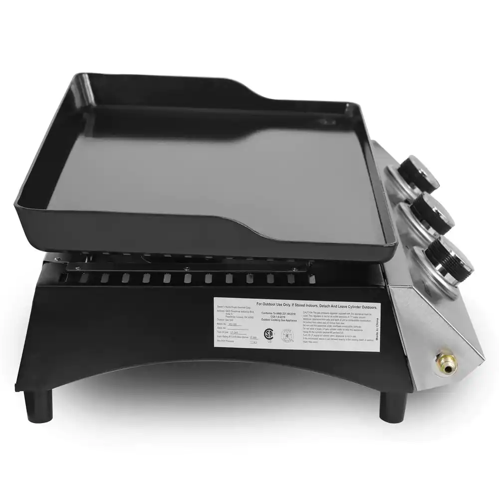 Royal Gourmet 3-Burner 26,400-BTU Portable Gas Grill Griddle, Regulator, Cover and Carry Bag Included, Outdoor Camping, Tailgating