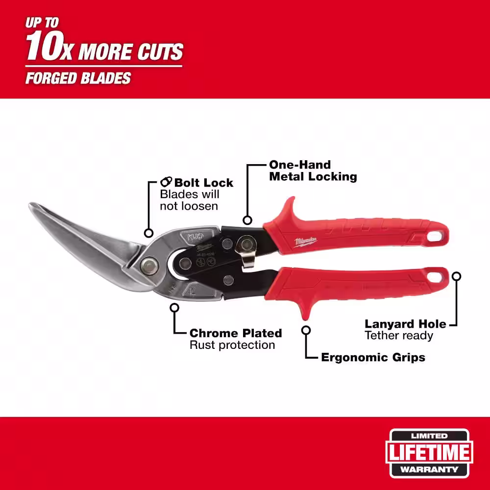 Milwaukee 11 in. Long Left-Cut Offset Snips