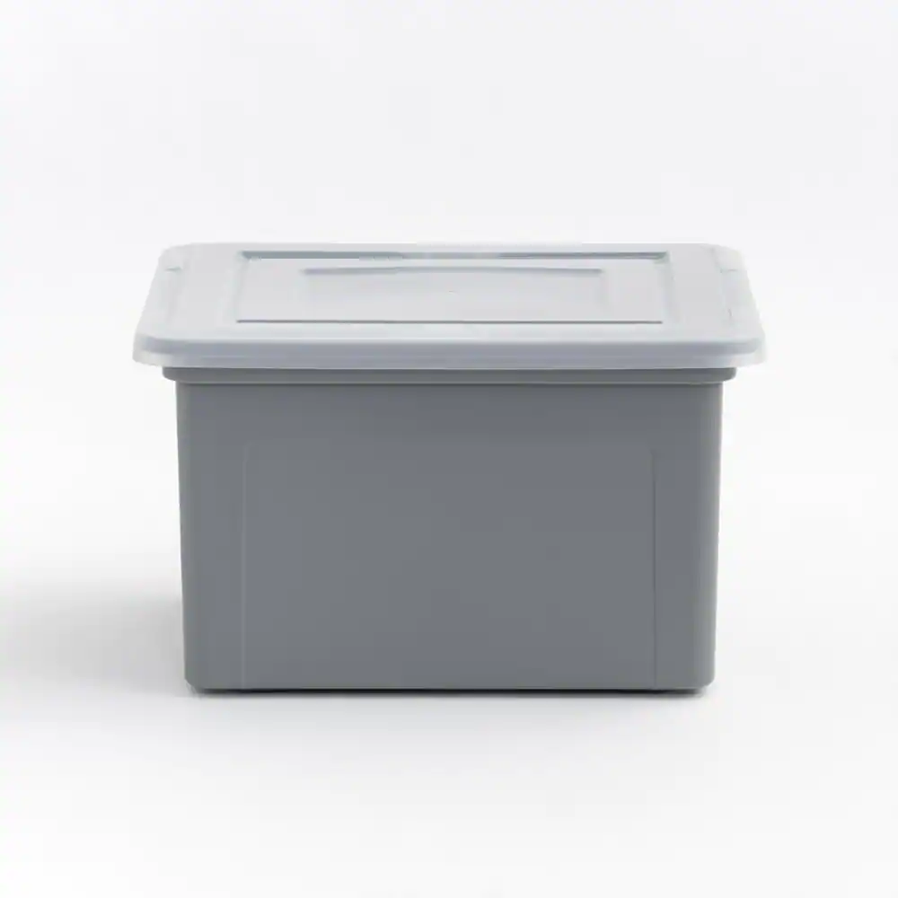 None 8.5-Gal. Snap Tight Plastic File Organizer Storage Box, Gray with Clear Lid 3 Pack