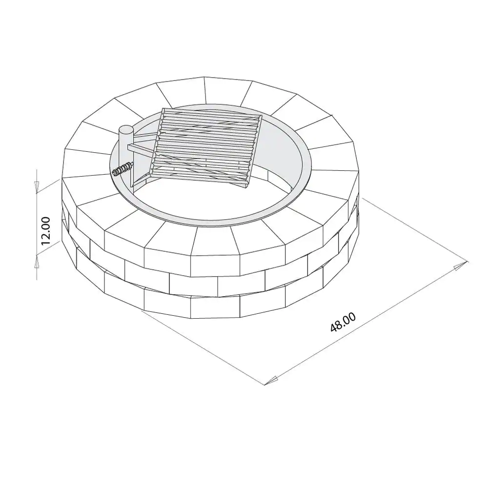 Necessories Grand 48 in. W x 12 in. H Round Concrete Beechwood Fire Pit Kit with Cooking Grate