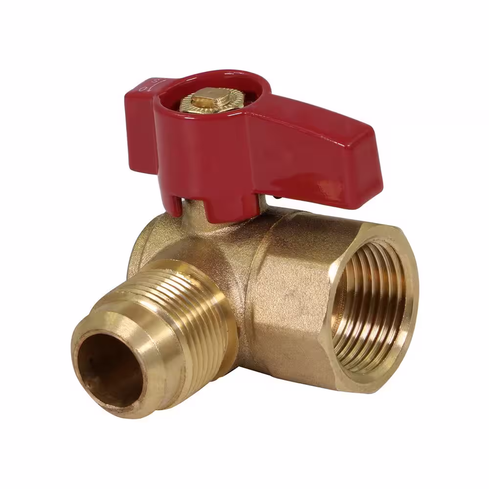 The Plumber's Choice 3/8 in. Flare x 1/2 in. Brass FIP Angle Gas Ball Valve