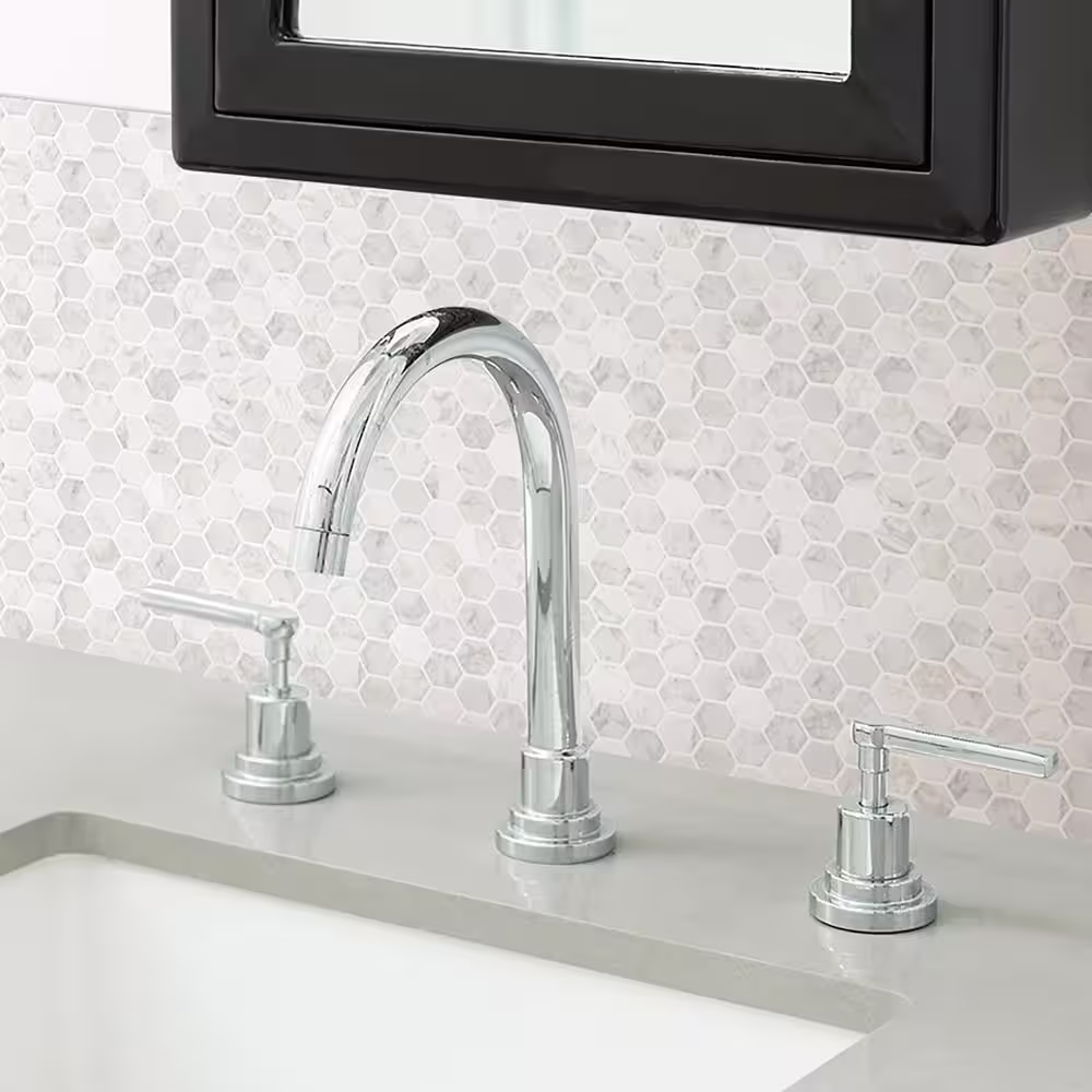 InHome White Hexagon Vinyl Marble Peel Stick Backsplash Tiles