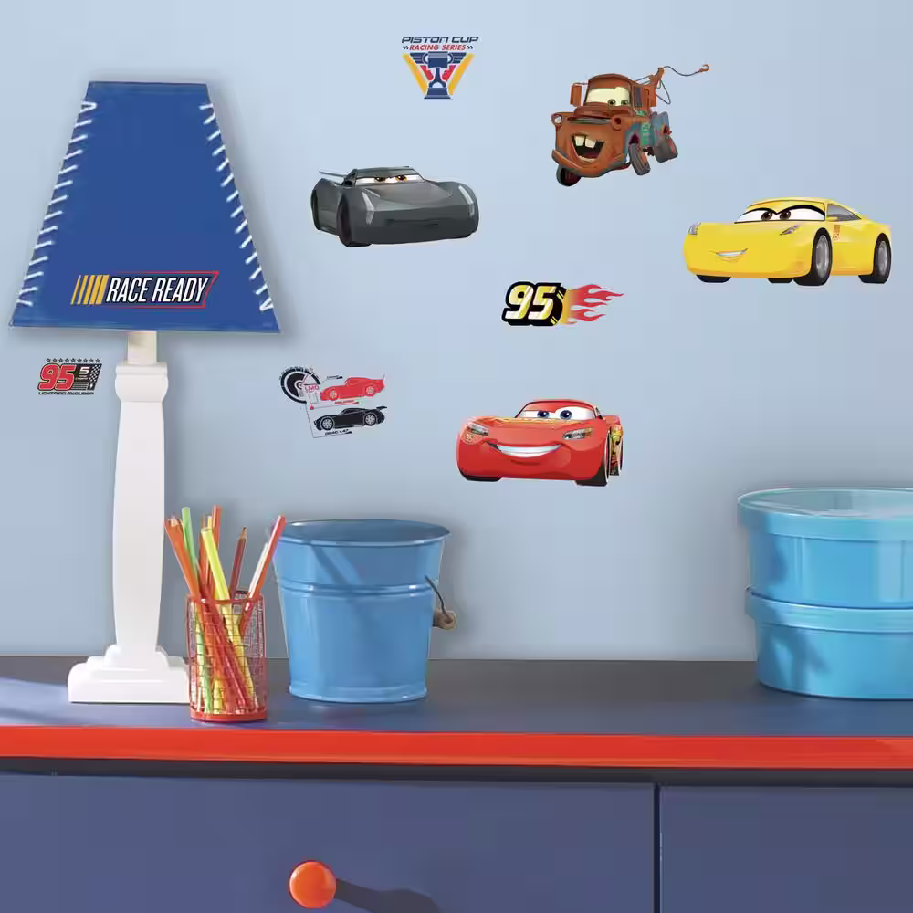 RoomMates 5 in. x 11.5 in. Red Disney Pixar Cars 3 15-Piece Peel and Stick Wall Decals