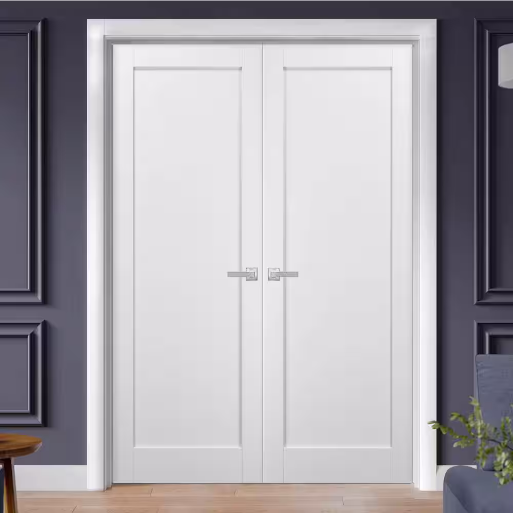 Sartodoors 4111 48 in. x 84 in. Single Panel White Finished Pine Wood Interior Door Slab with Hardware