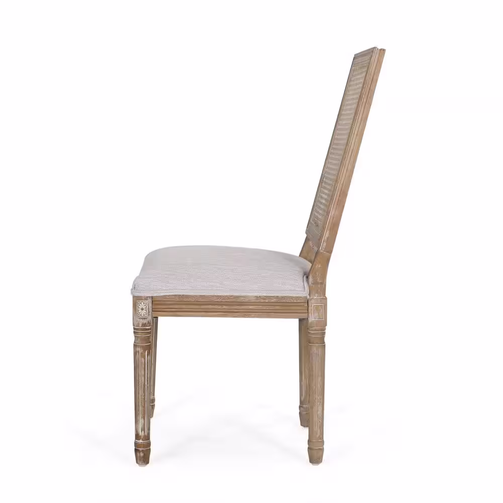 Noble House Beckstrom Light Gray and Natural Upholstered Dining Chair (Set of 4)