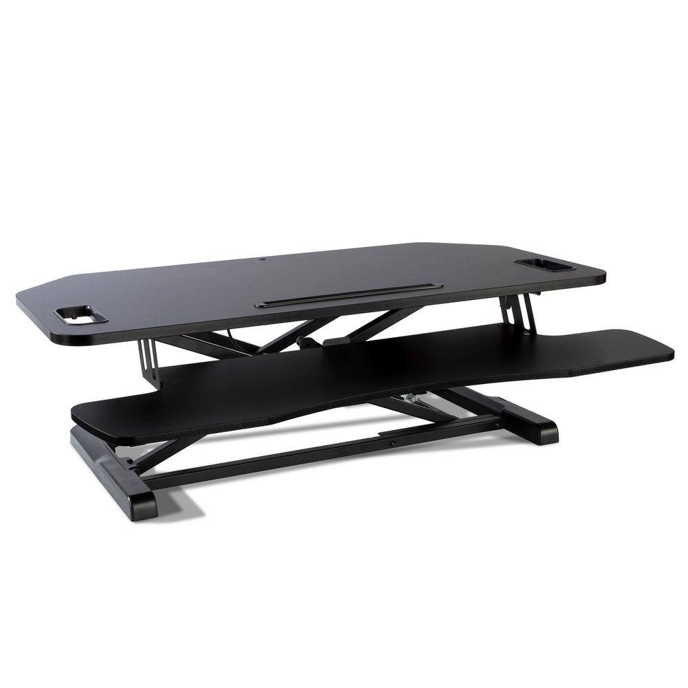 Atlantic Black 37 in. Height Adjustable Extra-Large Standing Desk Converter Sit to Stand Dual Monitor Gas Spring Desktop Riser