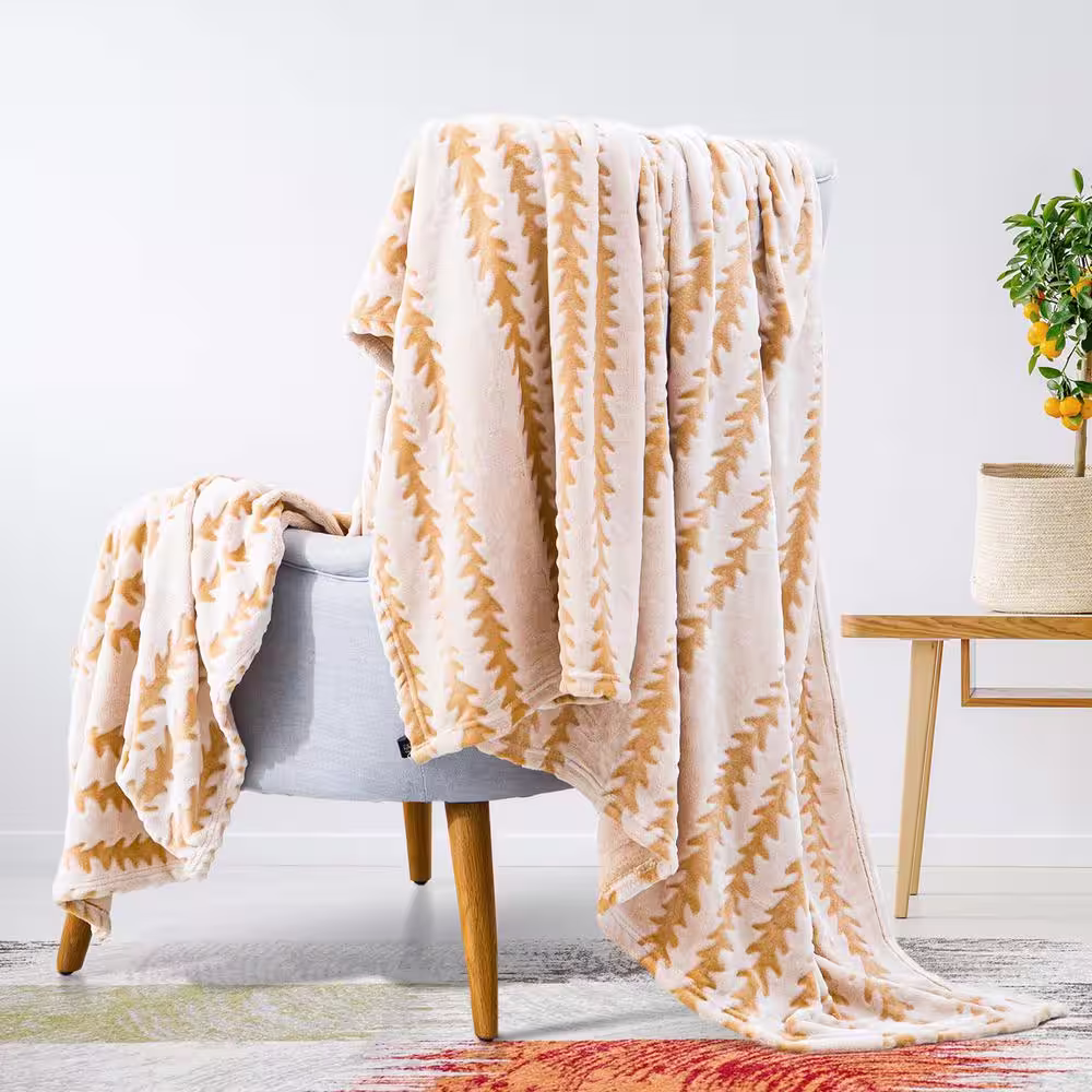 Seafuloy Set of 2 Back Printing Shaved Flannel Plush Polyester Blanket, 80