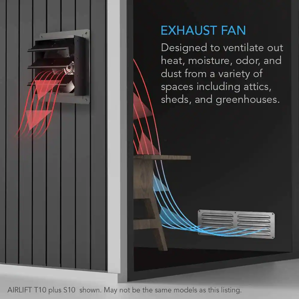 AC Infinity Airlift T14 1513 CFM 14 in. Indoor Wall Mount Shutter Exhaust Fan with Temperature Humidity Controller