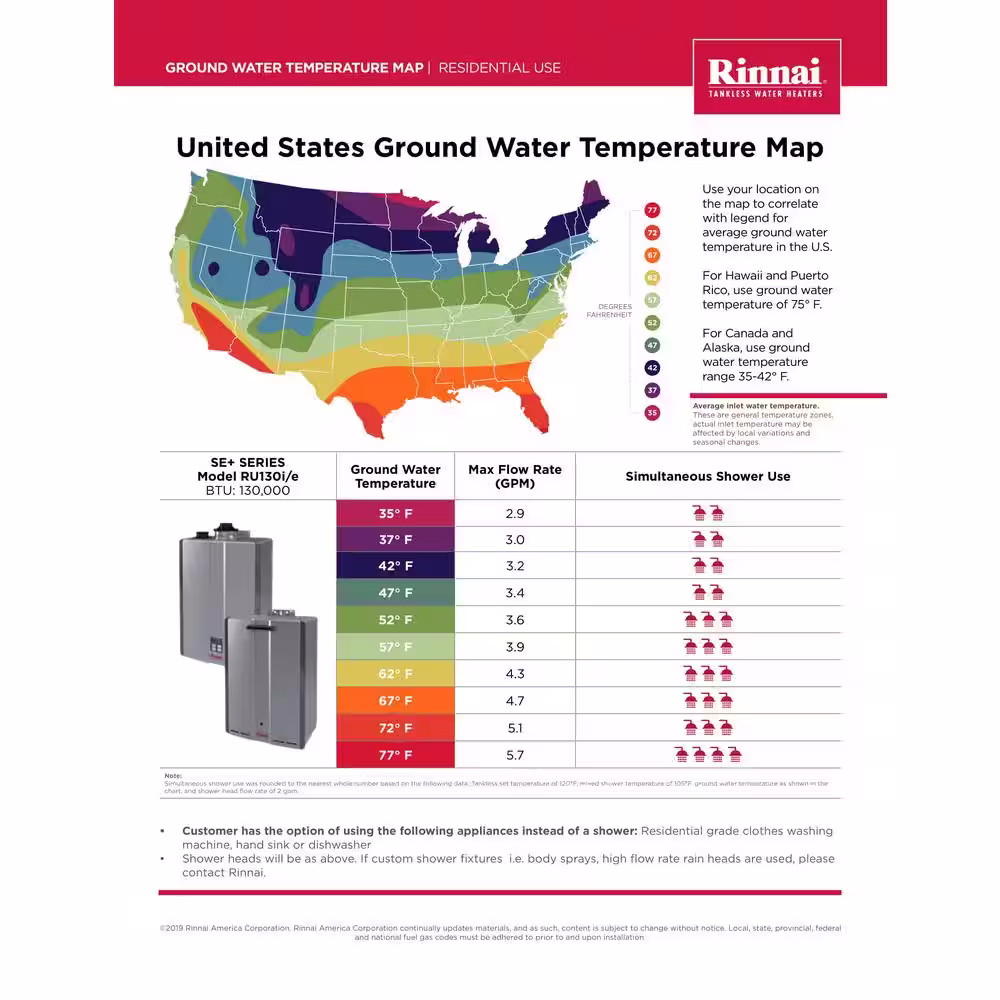 Rinnai Super High Efficiency Plus 7 GPM Residential 130,000 BTU/h 58.3 kWh Propane Interior Tankless Water Heater