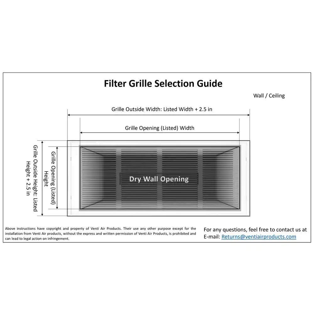Venti Air 24 in. x 24 in. Square Return Air Filter Grille of Steel in White