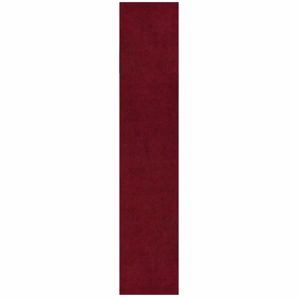 Sweet Home Stores Ribbed Waterproof Non-Slip Rubber Back Solid Runner Rug 2 ft. W x 28 ft. L Red Polyester Garage Flooring