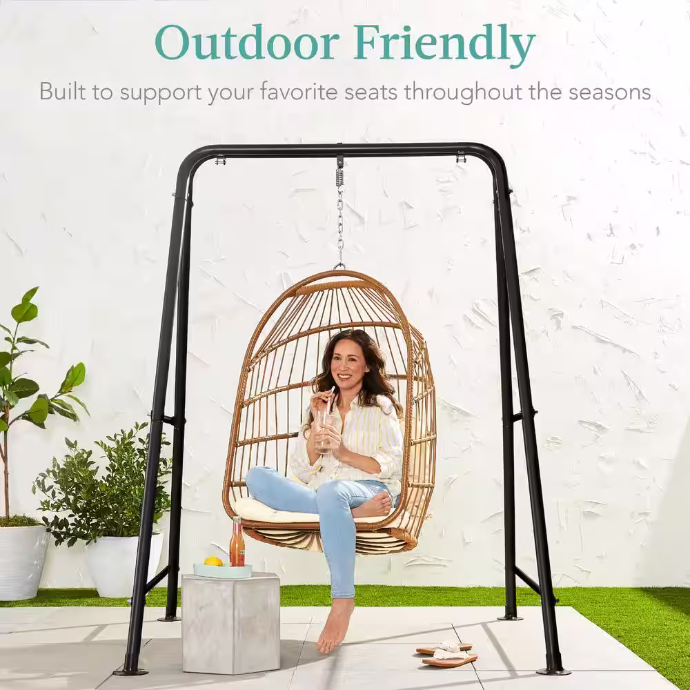 Best Choice Products 6 ft. Stainless Steel Hammock Stand in Black for Hanging Chair