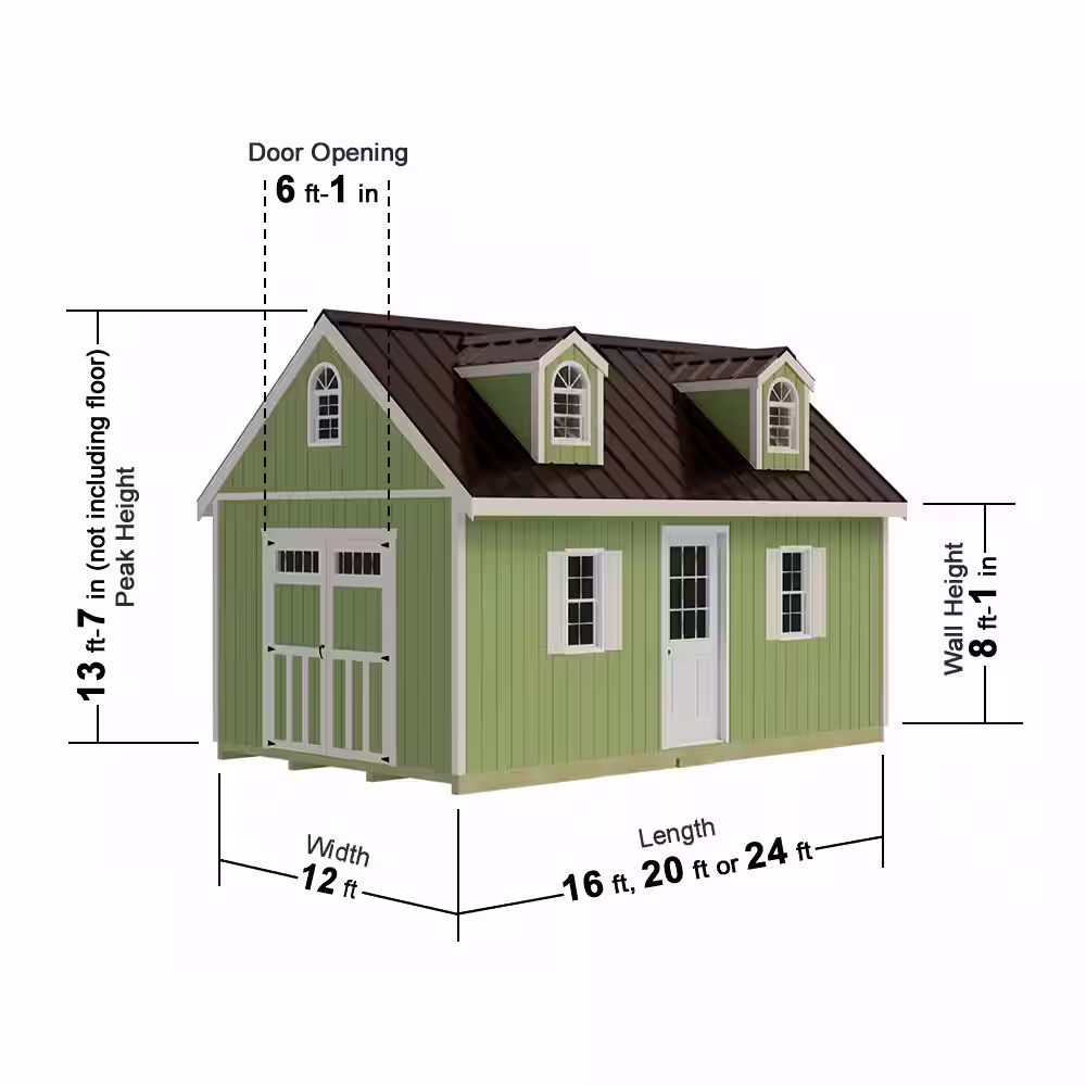 Best Barns Hampton 12 ft. W x 24 ft. D Wood Storage Shed Kit with Floor (288 sq. ft.)