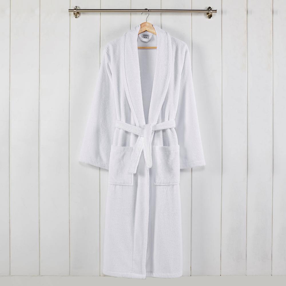 MODERN THREADS 100 % USA Cotton Classic Bathrobe with Shawl Collar White Large/X Large