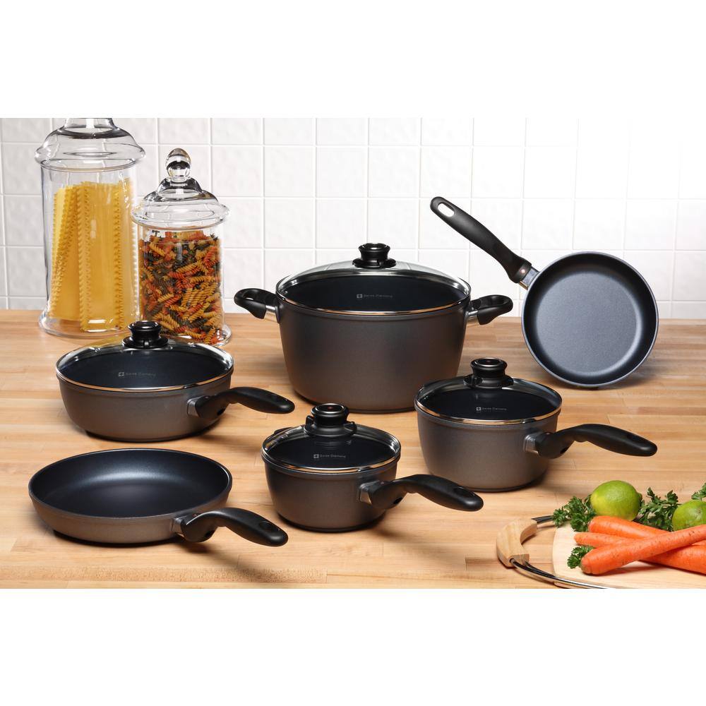 Swiss Diamond 10 Piece Kitchen Cookware Set - HD Classic Nonstick Diamond Coated Aluminum Cookware Set