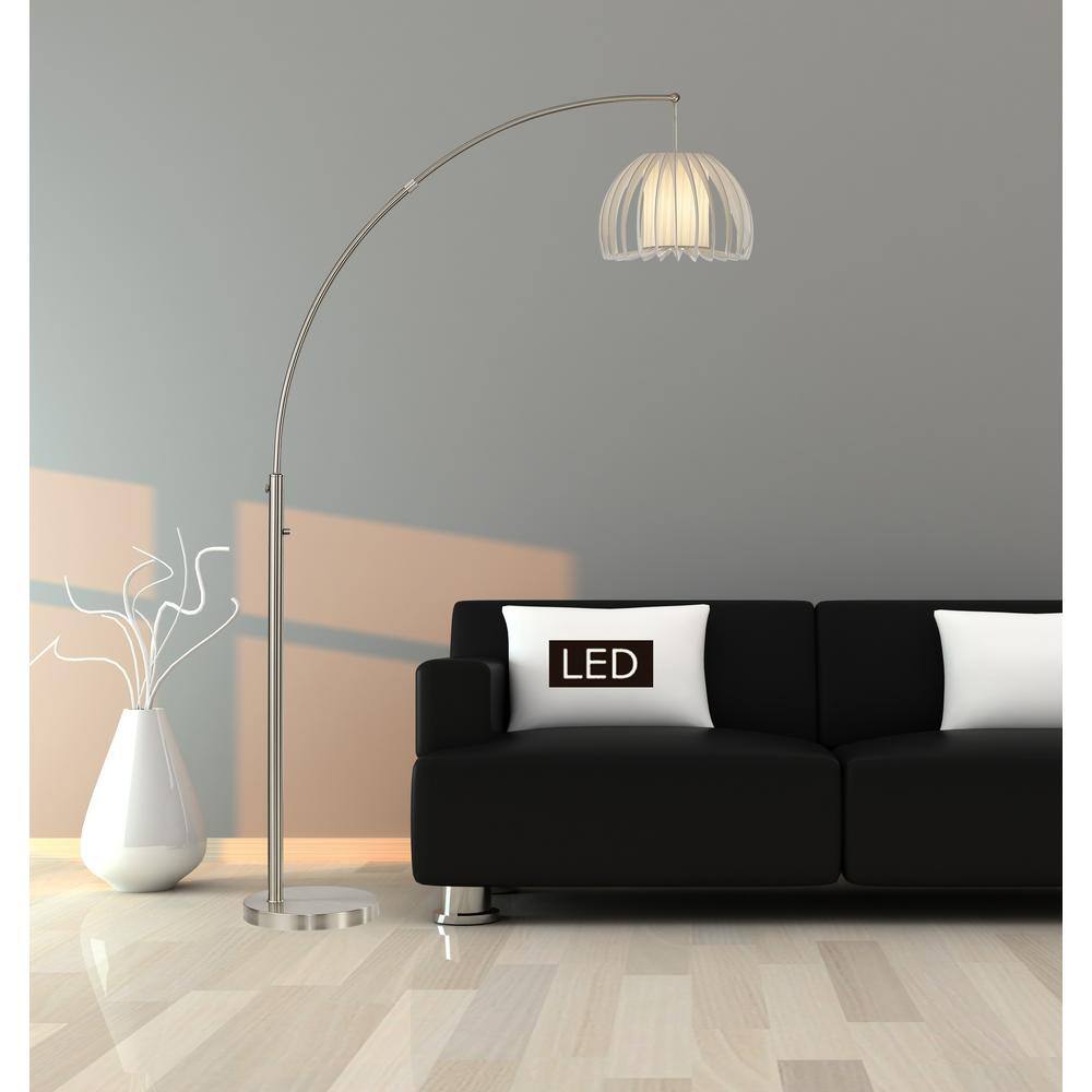 ARTIVA Zucca 83 in. One-Arched Chrome LED Floor Lamp with Dimmer