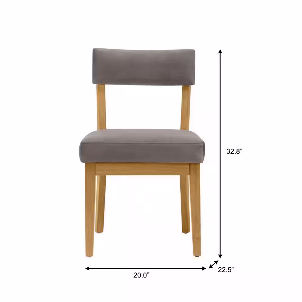 Home Decorators Collection Modern Gray Velvet Upholstered Dining Chairs with Sandy Oak Wood Accents (Set of 2)