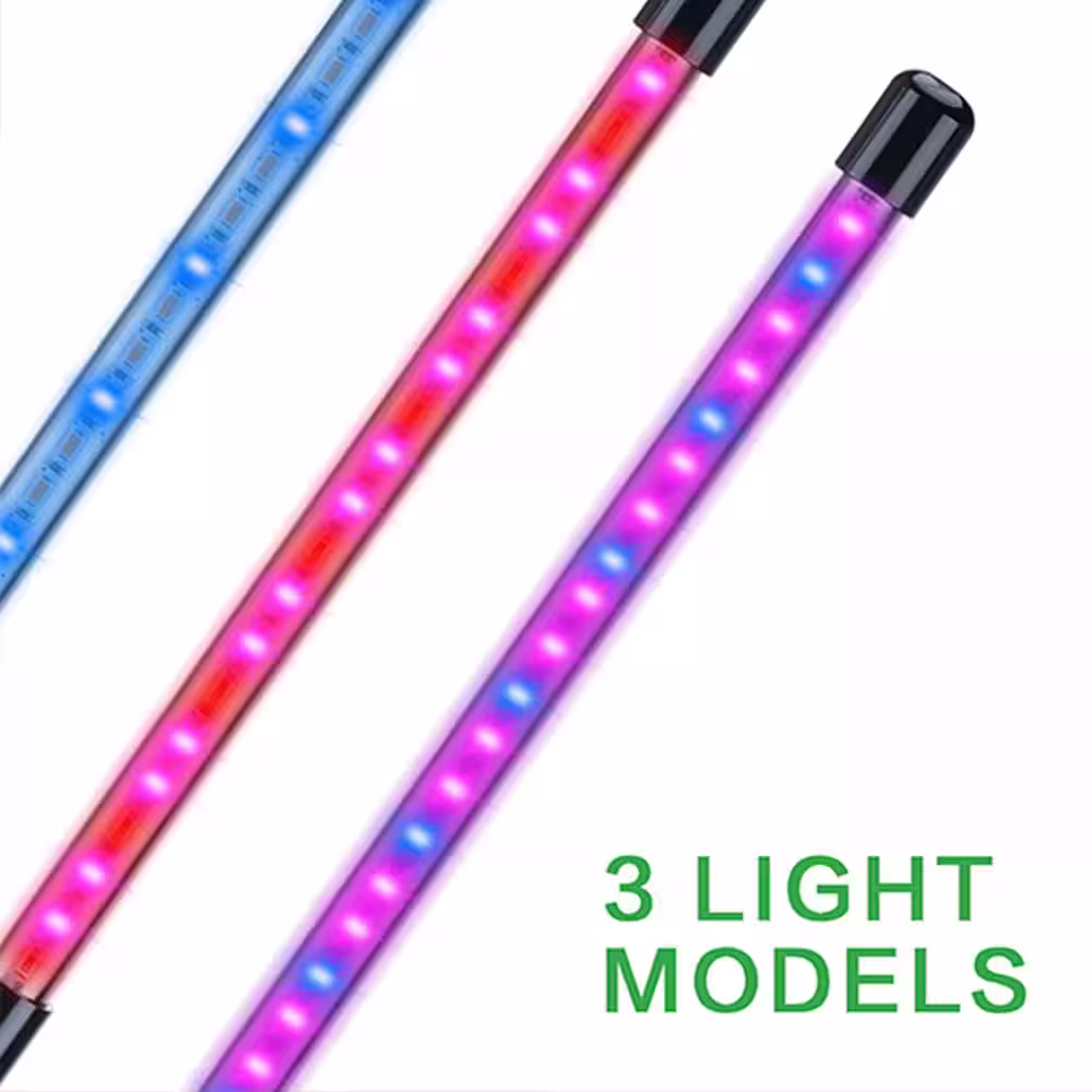 Homevenus 3-Heads Full Spectrum Clamp LED Grow Lights for Indoor Plants in Red and Blue Color Changing Light