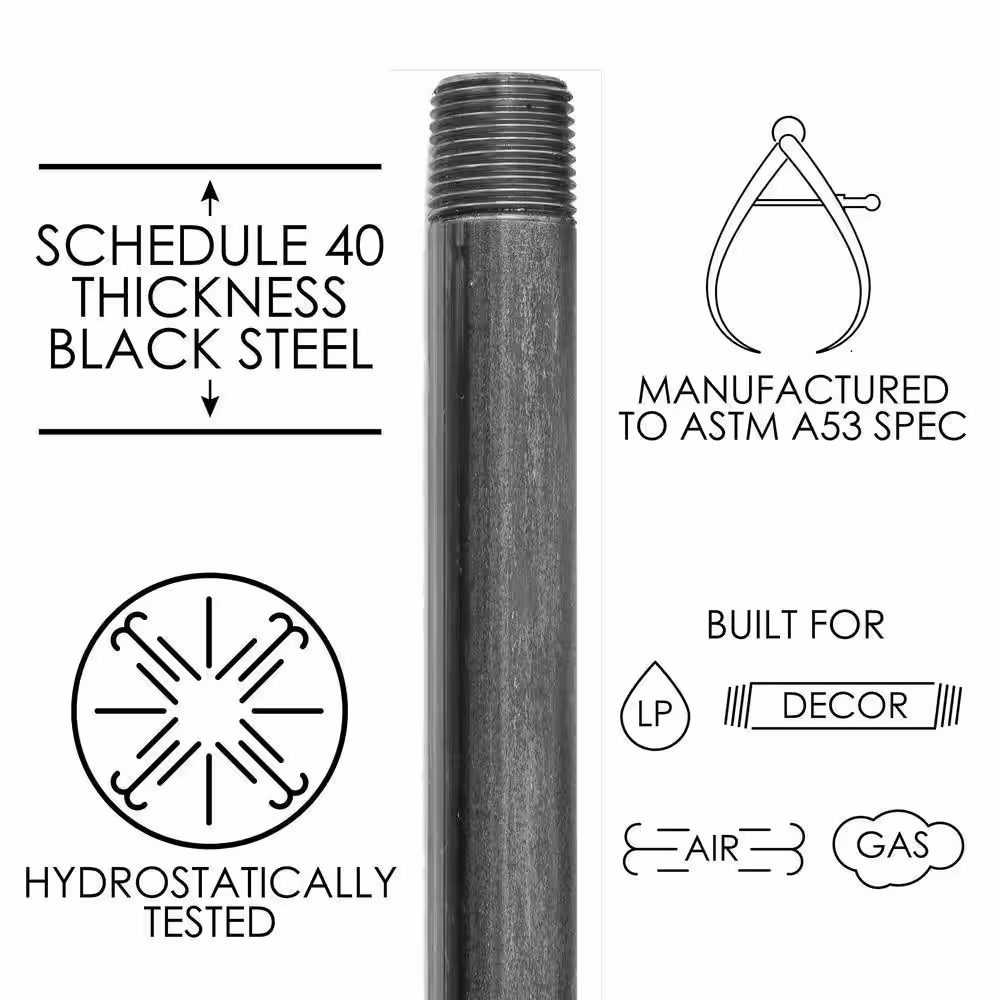 PIPE DECOR 1 in. x 24 in. Black Industrial Steel Grey Plumbing Pipe (4-Pack)