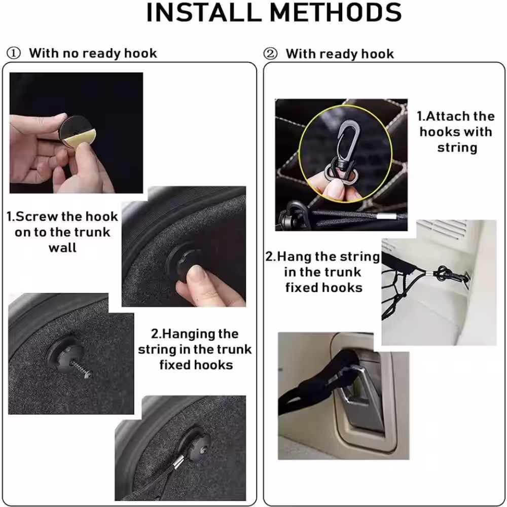 Shatex 35 .4 in. x15.8 in. Stretchable Cargo Net, Adjustable Elastic Trunk Storage Net Rope with Hook