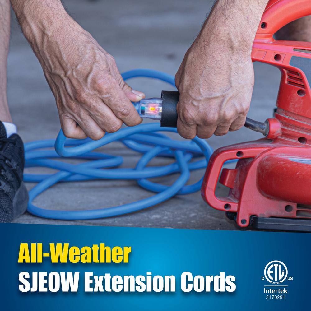 Bergen Industries 100 ft. 12/3 SJEOW 15 Amp/300-Volt All Weather Heavy-Duty Farm and Shop Extension Cord with Lighted End