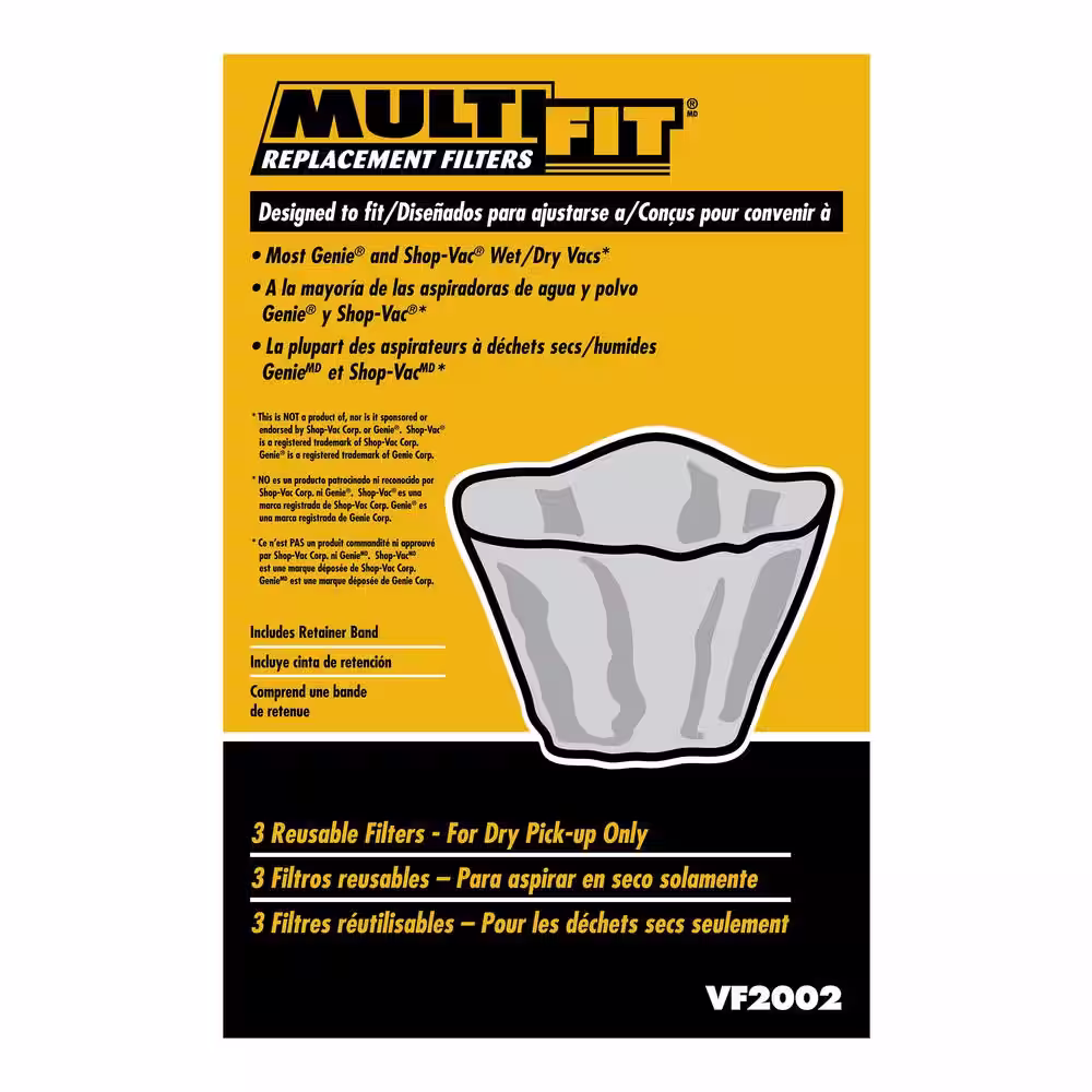 MULTI FIT Disposable Dry Pick-up Only Wet/Dry Vac Disc Filter with Retainer Band for Select Shop-Vac Brand Shop Vacuums (6-Pack)