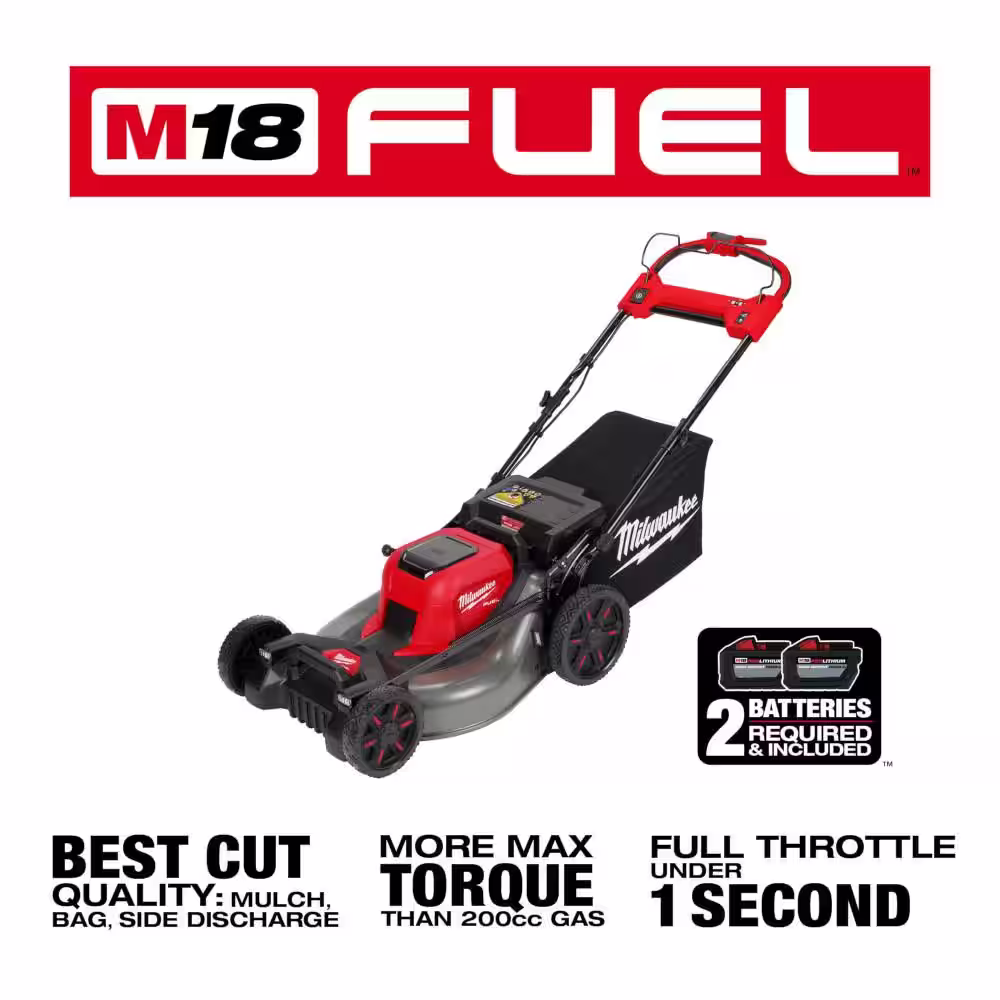 Milwaukee M18 FUEL Brushless Cordless 21 in. Walk Behind Self-Propelled Mower, Pesticide Sprayer w/ (2) 12Ah & (1) 3 Ah Batteries