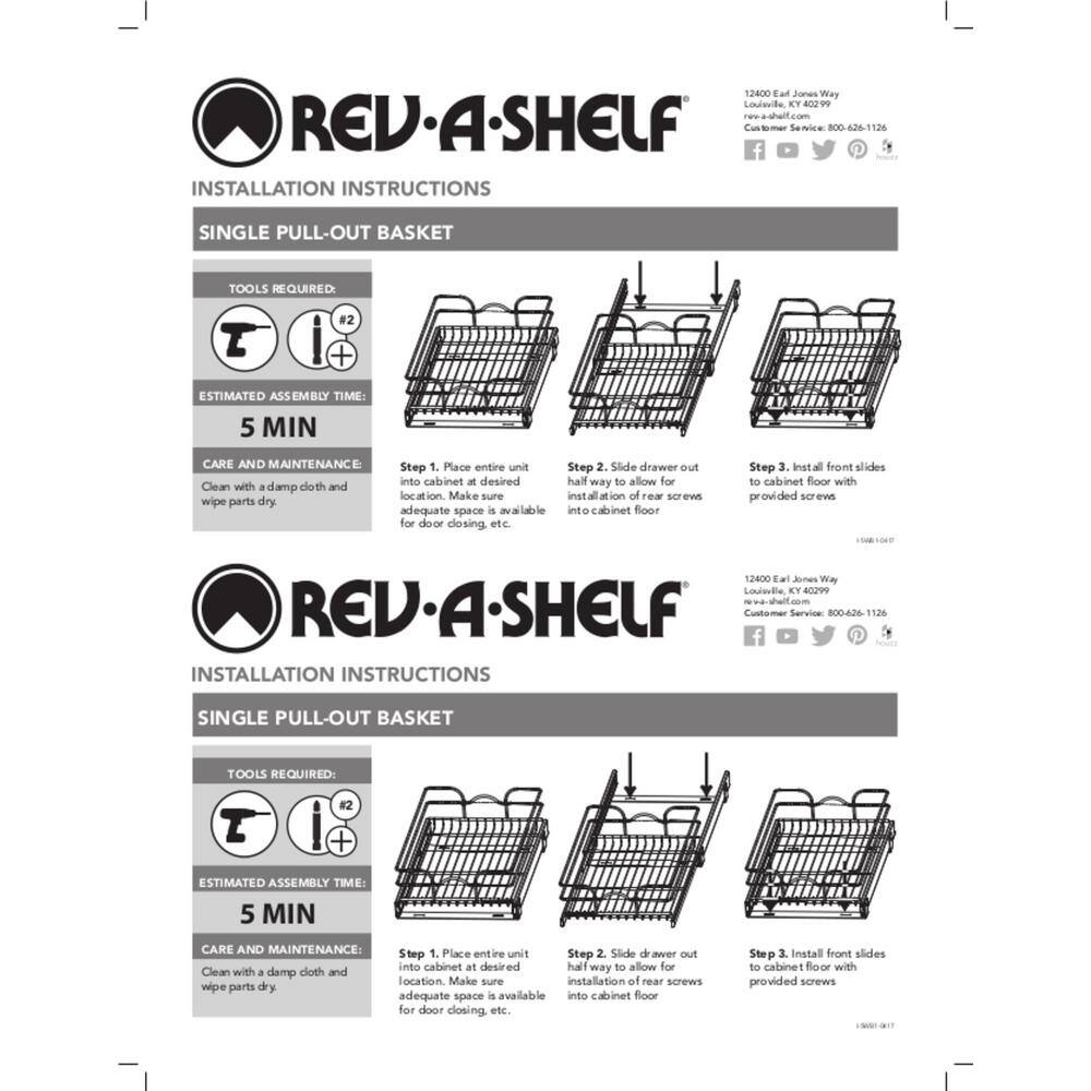 Rev-A-Shelf 15 in. x 20 in. Single Kitchen Cabinet Pull Out Wire Basket