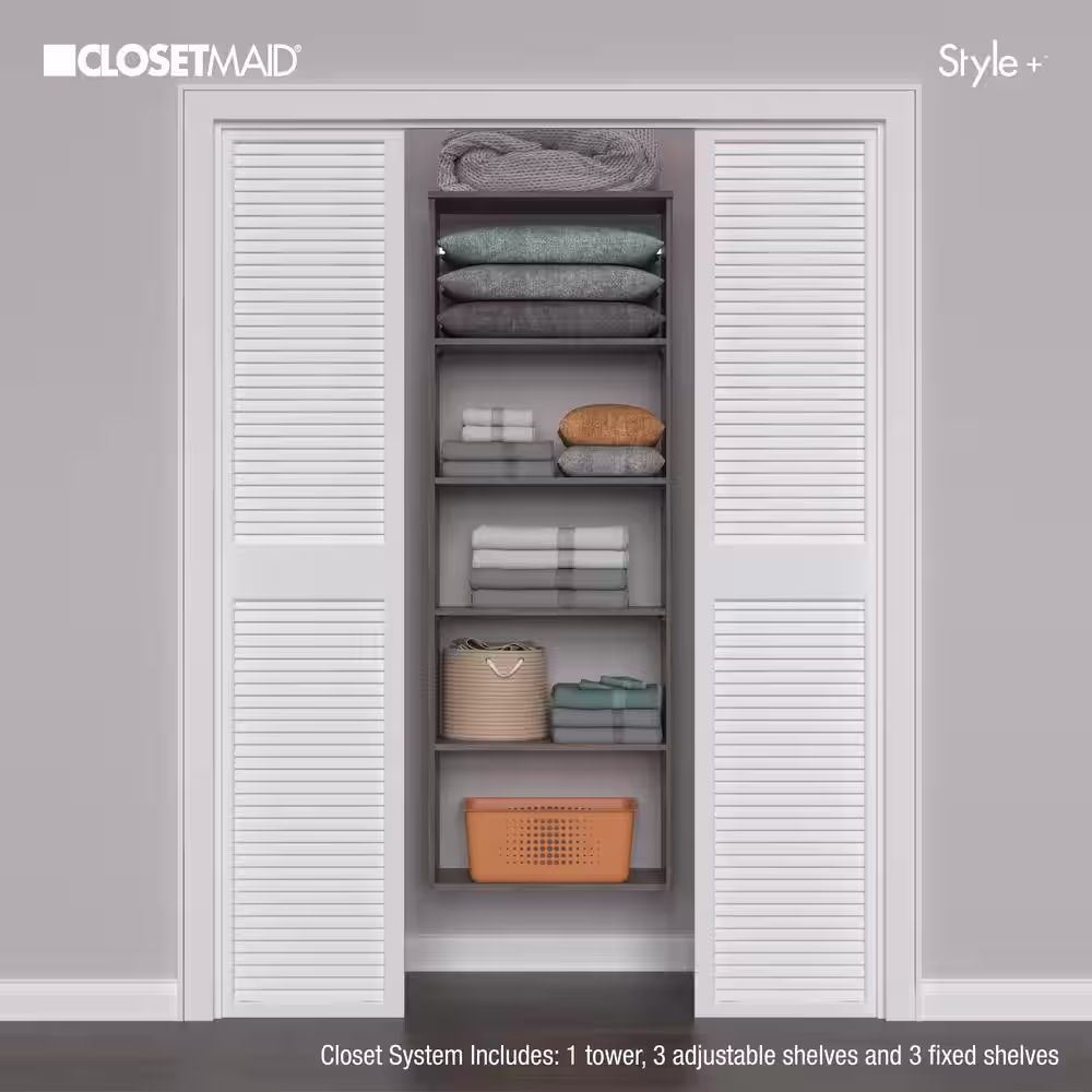 ClosetMaid Style+ 25 in. W Coastal Teak Hanging Wood Closet Tower
