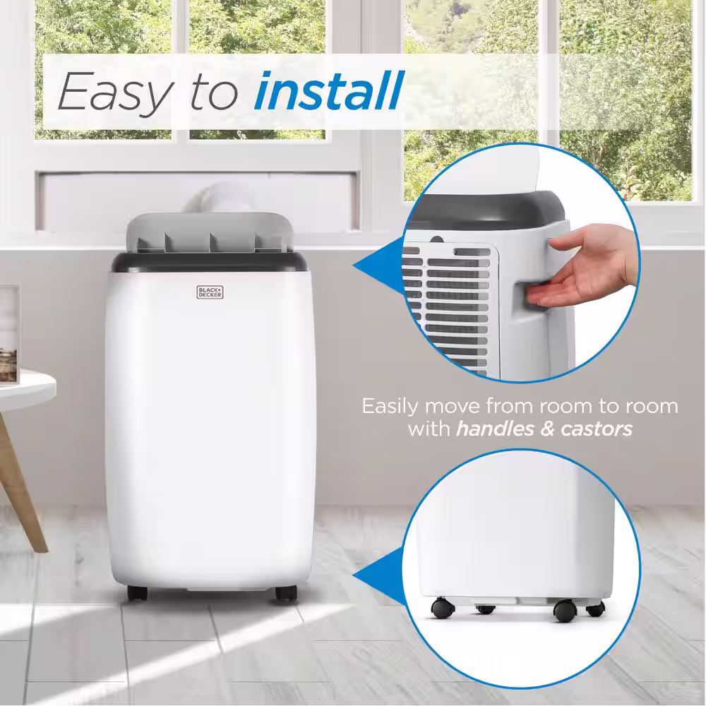 BLACK+DECKER 14,000 BTU Cool; 11,500 BTU Heat; 10,000 BTU Cool(SACC/CEC) Portable Air Conditioner, Dehumidifier, Heater, Remote,White