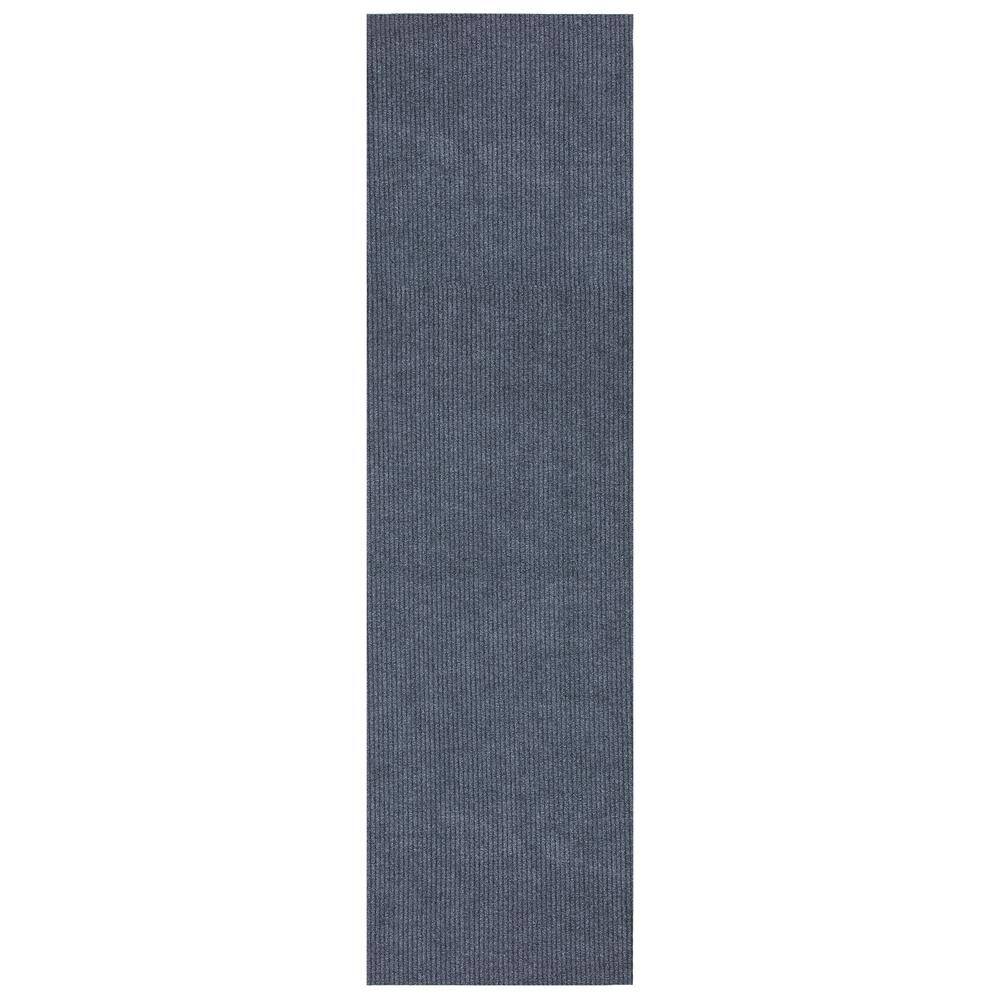 Sweet Home Stores Ribbed Waterproof Non-Slip Rubber Back Solid Runner Rug 2 ft. W x 7 ft. L Gray Polyester Garage Flooring