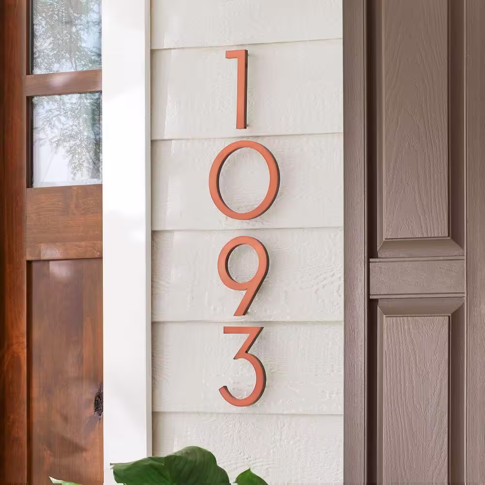 Everbilt 10 in. Antique Copper Aluminum Floating or Flat Modern House Number 3