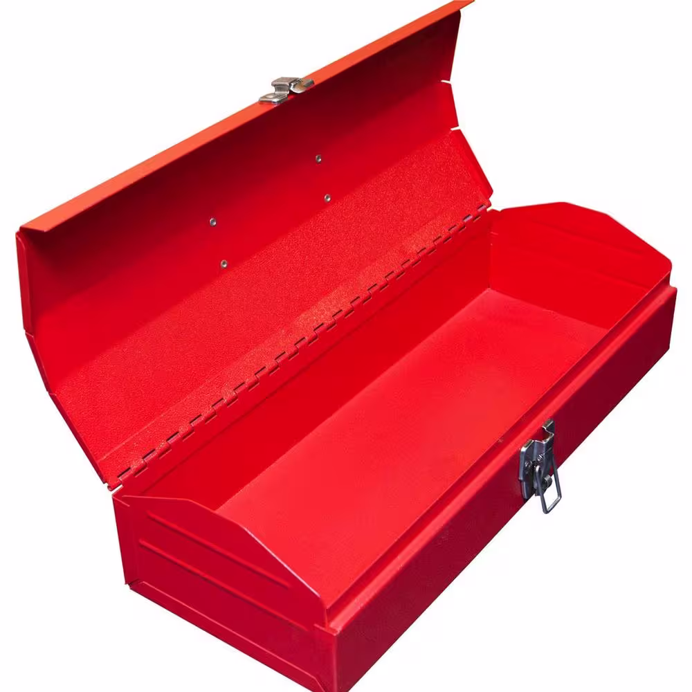 Big Red 16.1 in. L x 6.1 in. W x 3.7 in. H, Hip Roof Style Portable Steel Tool Box with Metal Latch Closure