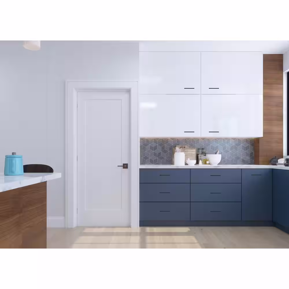 RESO 30 in. x 80 in. Left-Handed Solid Core White Primed Smooth Composite Single Prehung Interior Door Satin Nickel Hinges