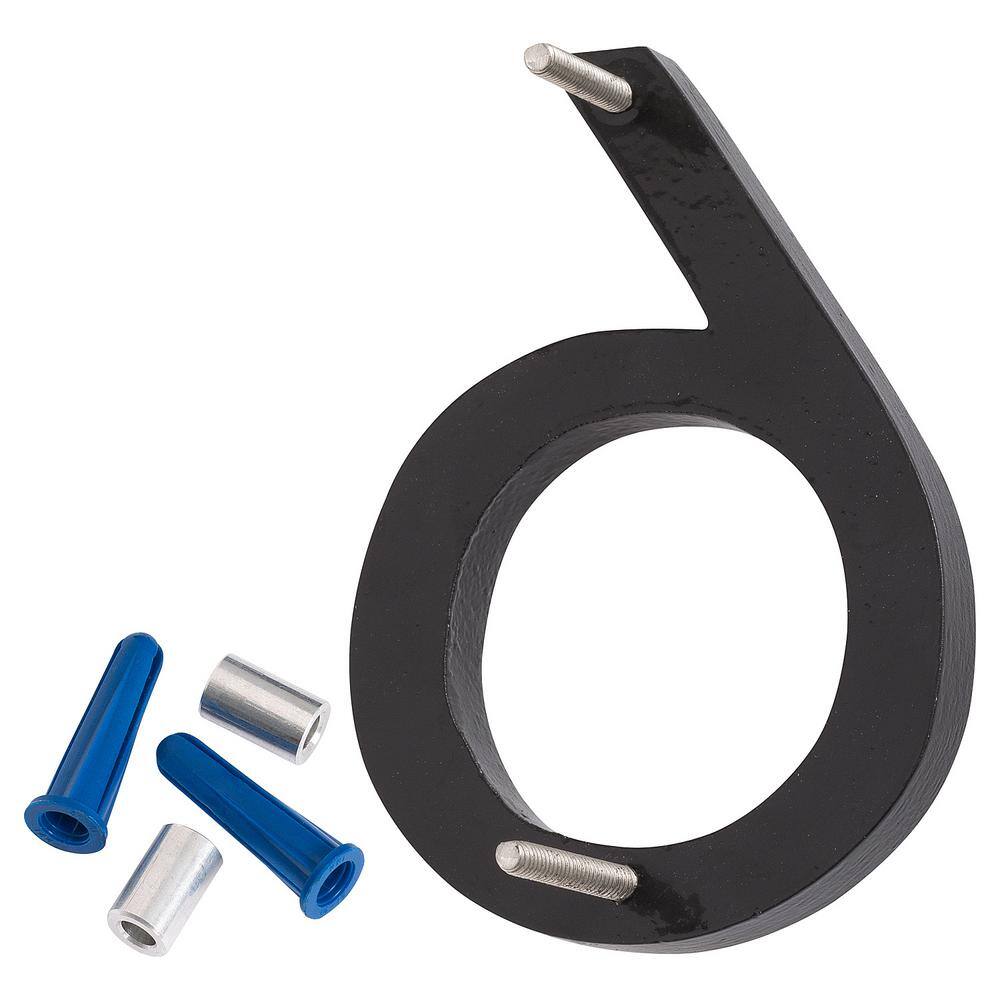 Montague Metal Products 4 in. Black Aluminum Floating or Flat Modern House Number 6