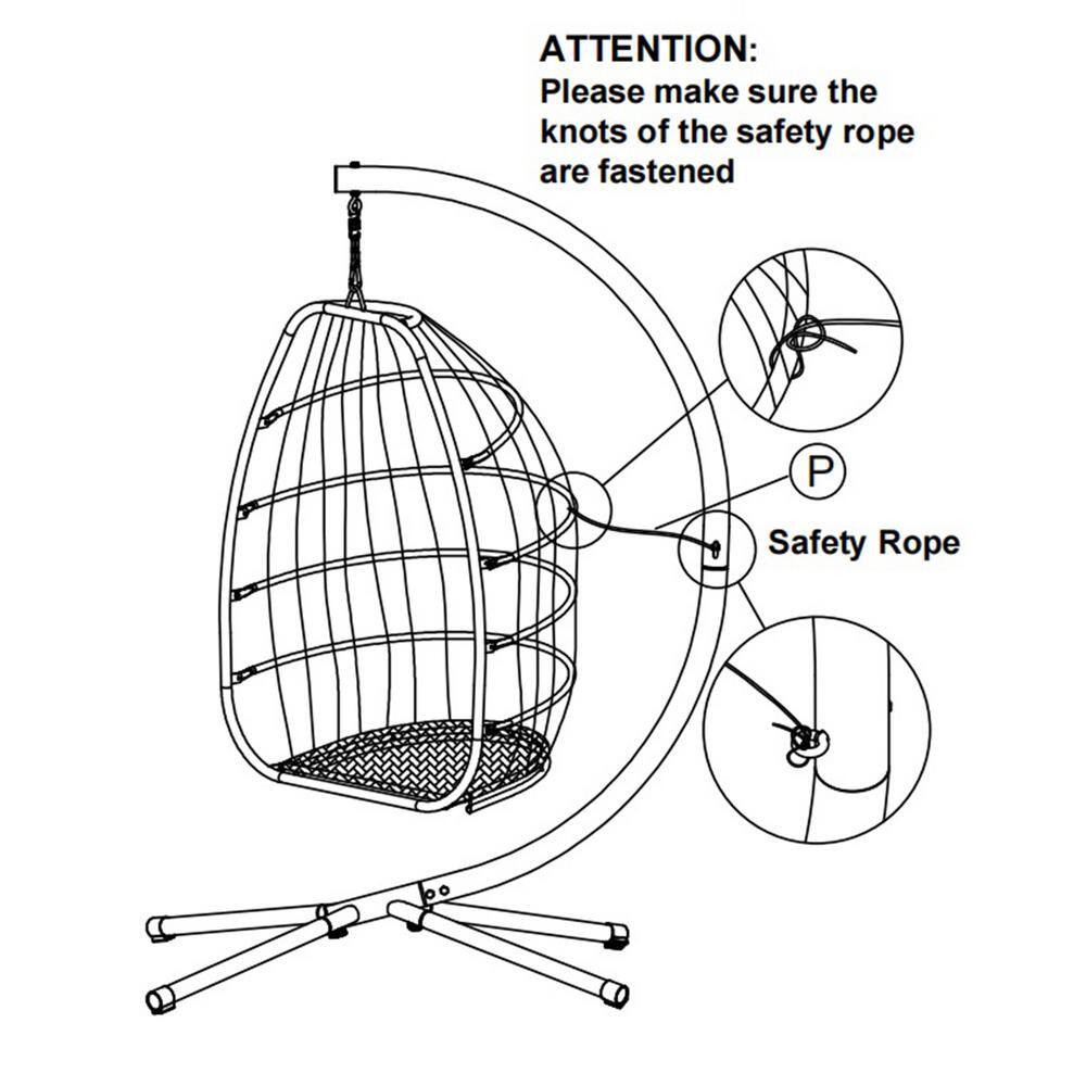 None 6.5 ft. Free Standing Hammock Egg Chair with C Type Bracket, with Cushion and Pillow