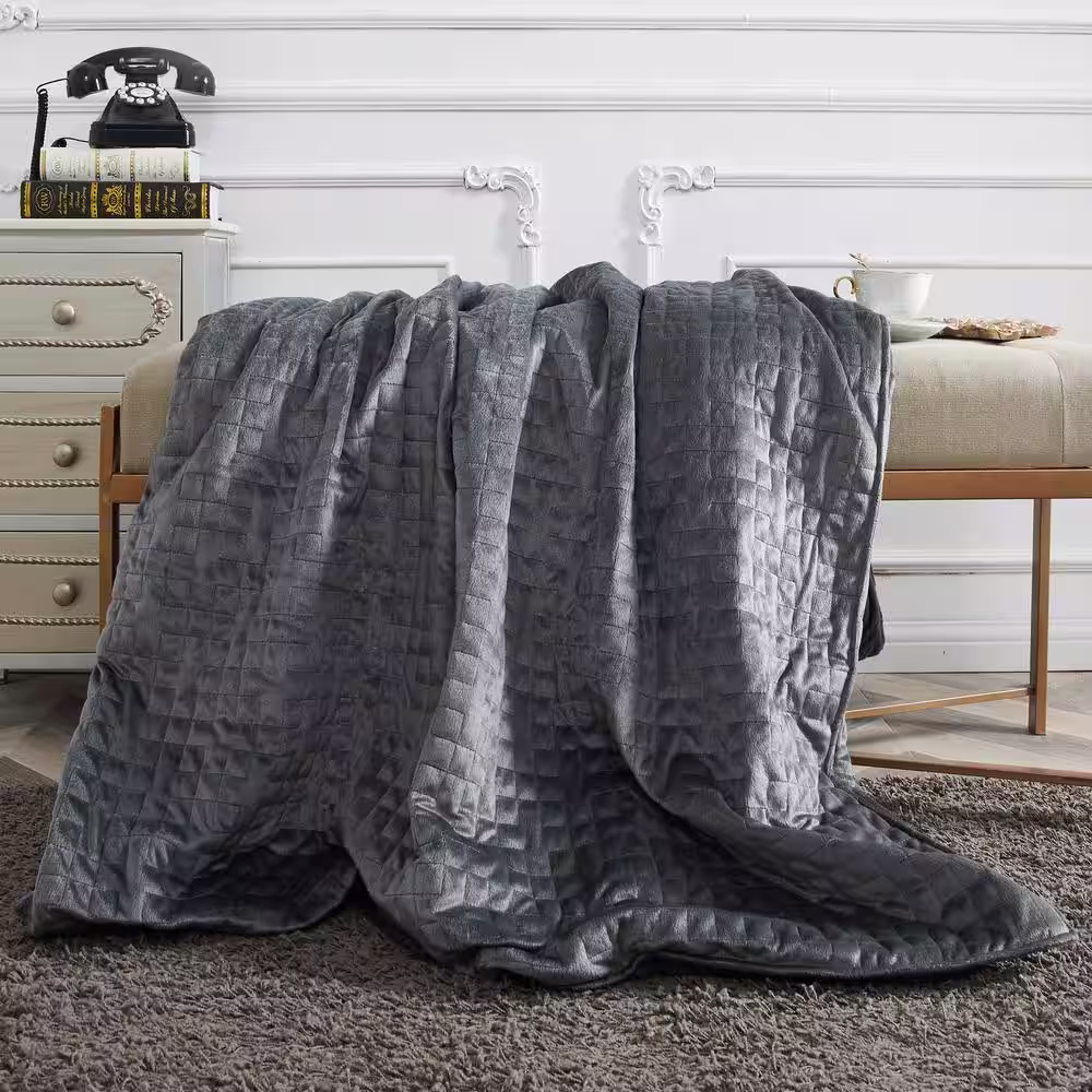 Sutton Home Fashions 20 lbs. Microfiber Weighted Blanket with Plush Duvet Cover in Blue